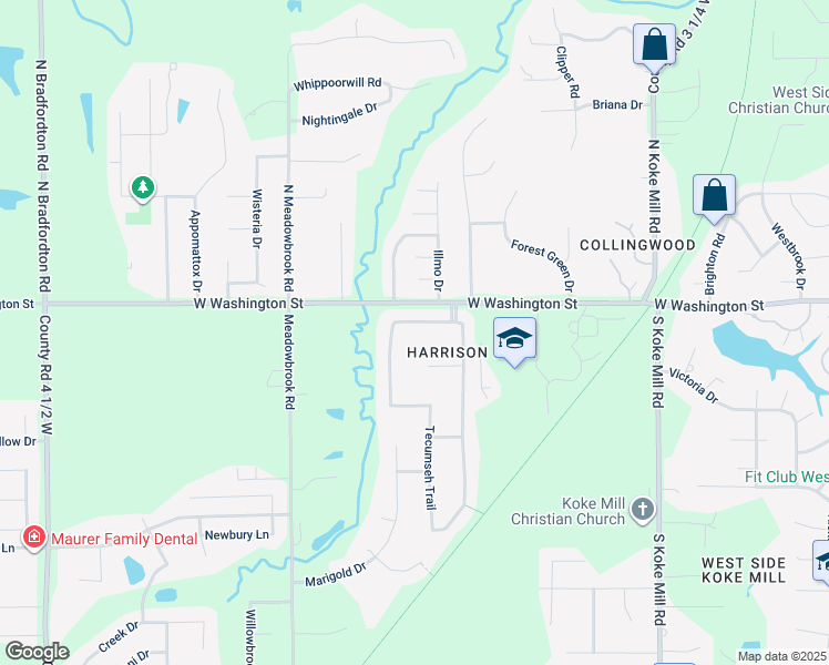 map of restaurants, bars, coffee shops, grocery stores, and more near 3776-3784 West Washington Street in Springfield