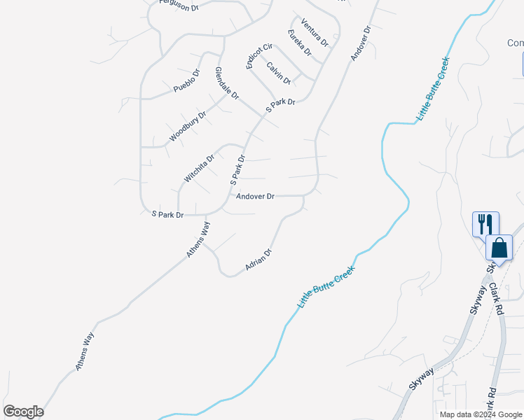 map of restaurants, bars, coffee shops, grocery stores, and more near 6379 Zuckerman Court in Magalia