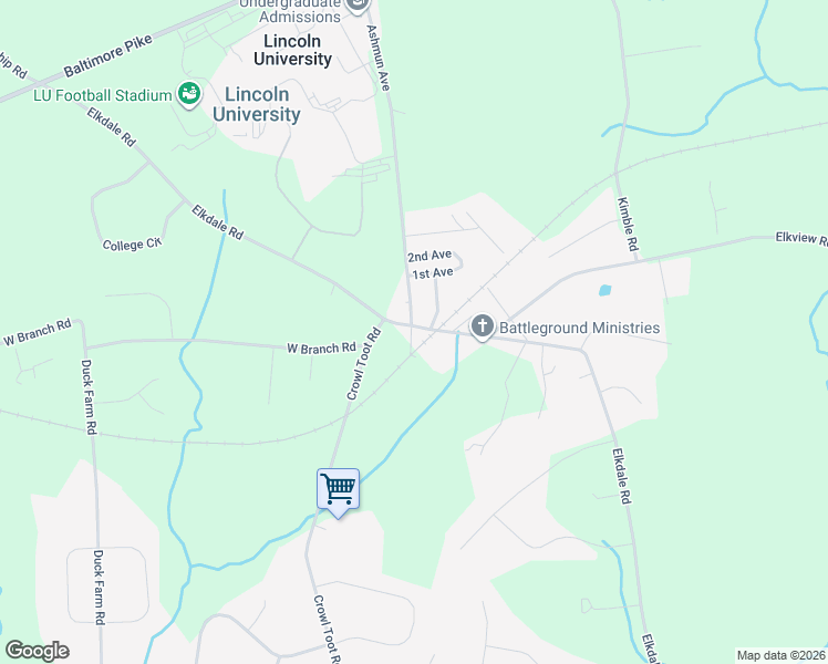 map of restaurants, bars, coffee shops, grocery stores, and more near 402 Ashmun Avenue in Lincoln University