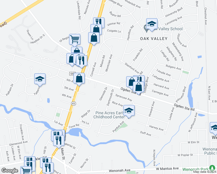 map of restaurants, bars, coffee shops, grocery stores, and more near 199 Ogden Road in West Deptford