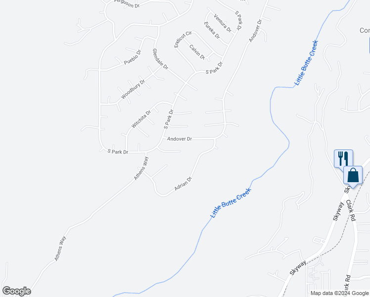 map of restaurants, bars, coffee shops, grocery stores, and more near 6379 Zuckerman Court in Magalia