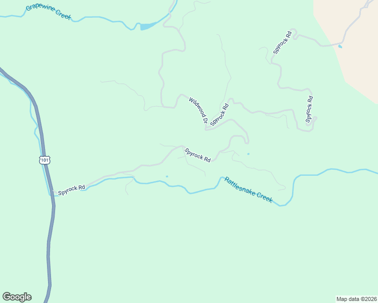 map of restaurants, bars, coffee shops, grocery stores, and more near 1520 Spyrock Road in Laytonville