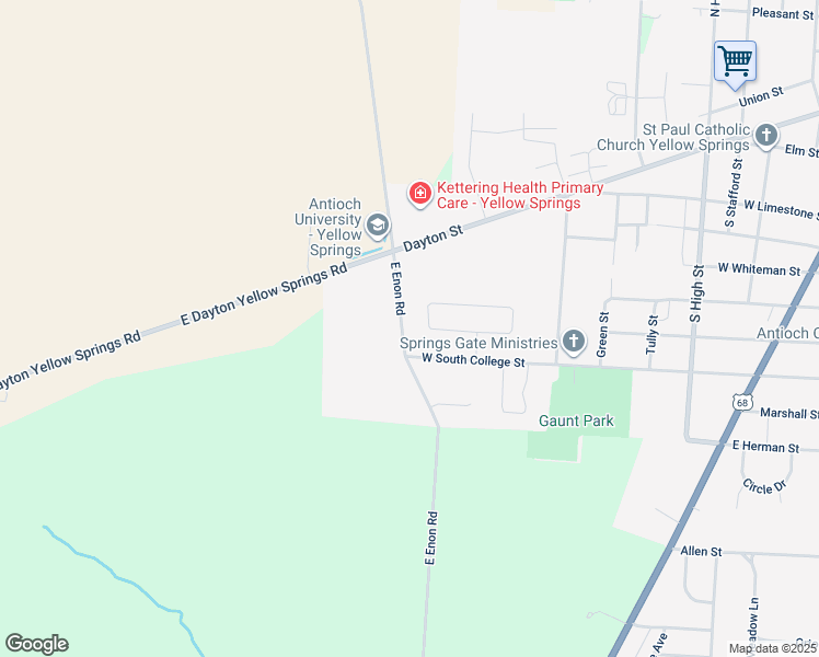 map of restaurants, bars, coffee shops, grocery stores, and more near 638 Omar Circle in Yellow Springs