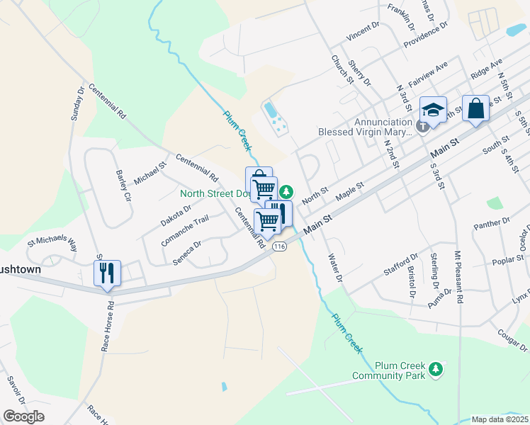 map of restaurants, bars, coffee shops, grocery stores, and more near 3744 Centennial Road in Hanover