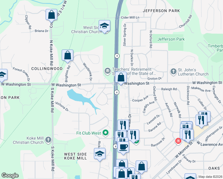 map of restaurants, bars, coffee shops, grocery stores, and more near in Springfield