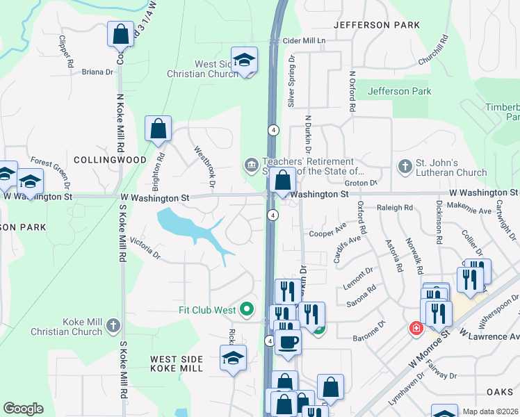 map of restaurants, bars, coffee shops, grocery stores, and more near in Springfield