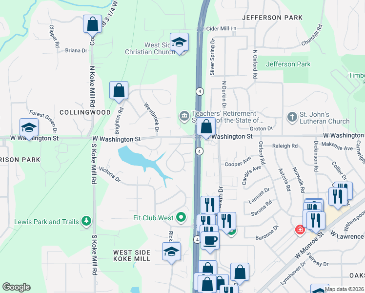 map of restaurants, bars, coffee shops, grocery stores, and more near in Springfield