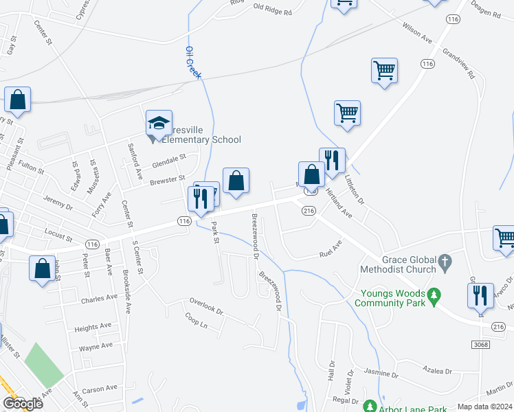 map of restaurants, bars, coffee shops, grocery stores, and more near 2 Breezewood Drive in Hanover