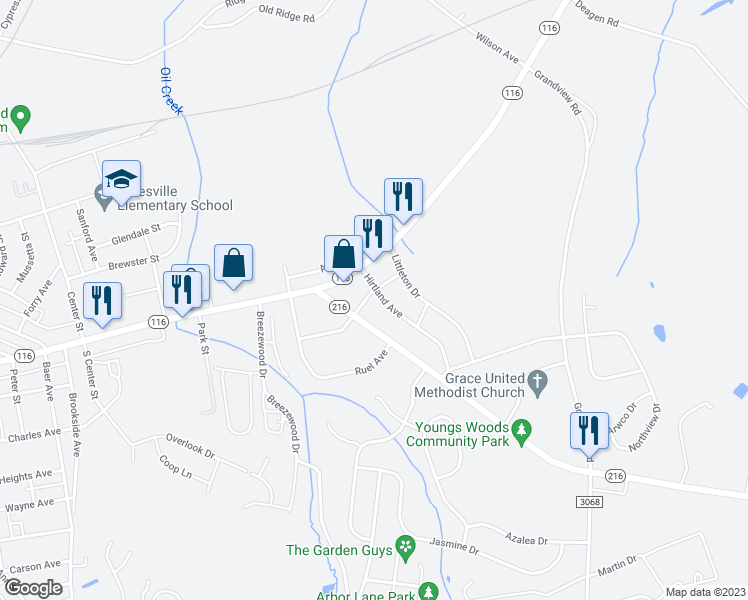 map of restaurants, bars, coffee shops, grocery stores, and more near 104 Hirtland Avenue in Hanover
