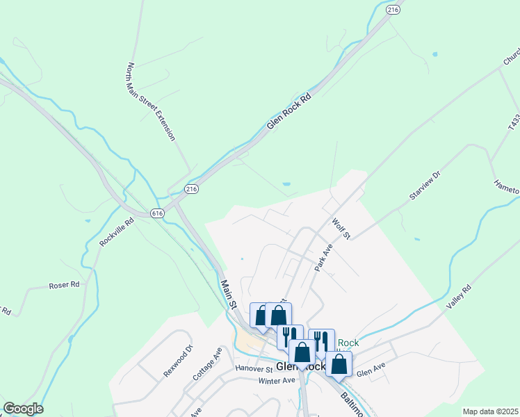 map of restaurants, bars, coffee shops, grocery stores, and more near 19 West St in Glen Rock
