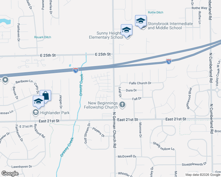 map of restaurants, bars, coffee shops, grocery stores, and more near 10920 Pinellas Park Drive in Indianapolis