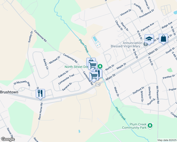 map of restaurants, bars, coffee shops, grocery stores, and more near 3744 Centennial Road in Hanover