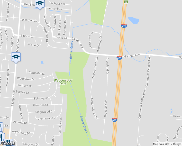 map of restaurants, bars, coffee shops, grocery stores, and more near 1357 Meadowlands Drive in Fairborn