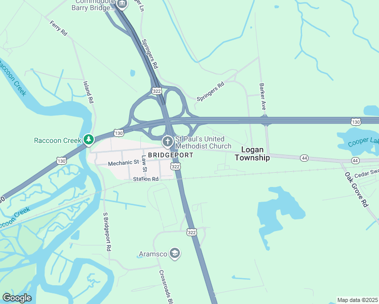 map of restaurants, bars, coffee shops, grocery stores, and more near 95 Main Street in Logan Township