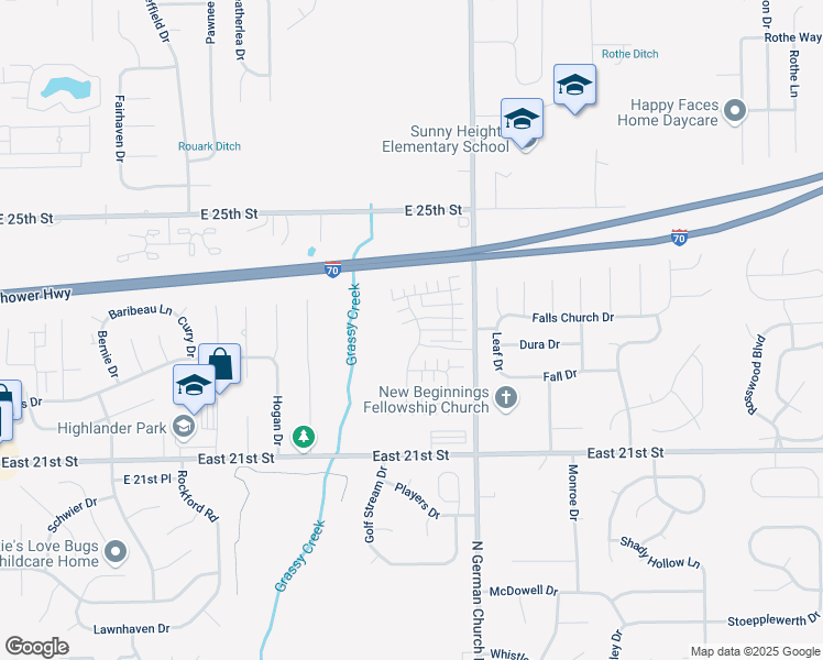 map of restaurants, bars, coffee shops, grocery stores, and more near 2314 Harvest Moon Drive in Indianapolis