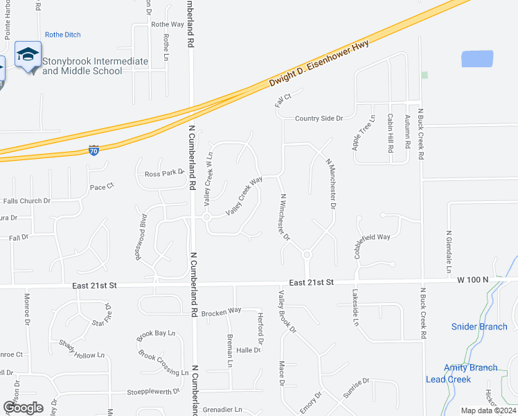 map of restaurants, bars, coffee shops, grocery stores, and more near 2265 Valley Creek East Lane in Indianapolis