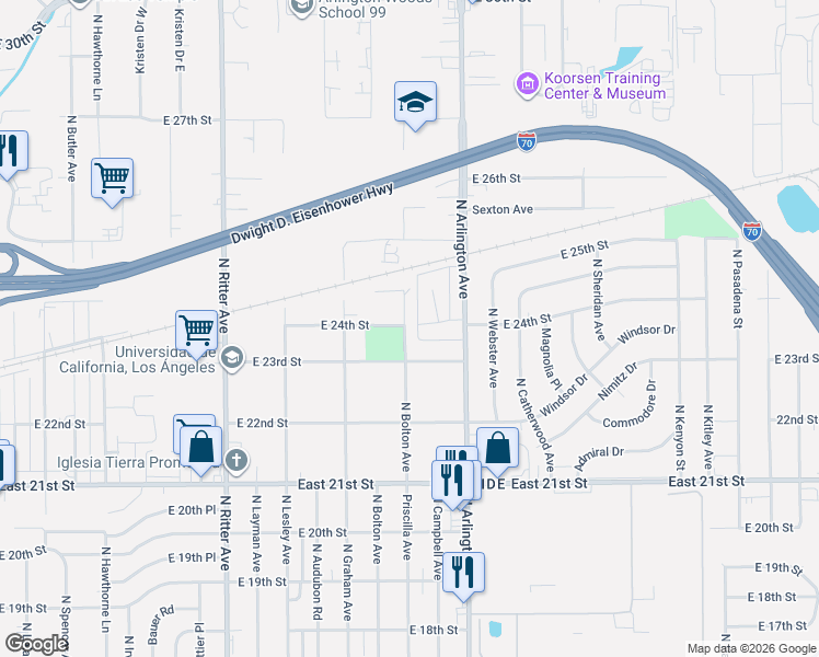 map of restaurants, bars, coffee shops, grocery stores, and more near 2419 North Bolton Avenue in Indianapolis