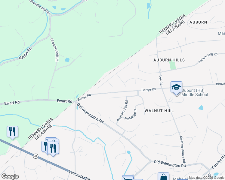map of restaurants, bars, coffee shops, grocery stores, and more near 55 Laurel Court in Hockessin