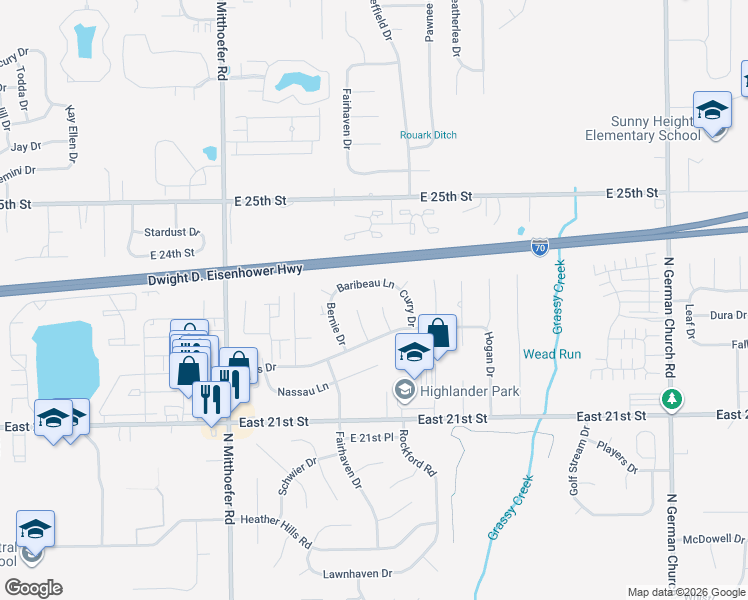 map of restaurants, bars, coffee shops, grocery stores, and more near 2300 Dupont Court in Indianapolis