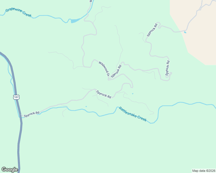 map of restaurants, bars, coffee shops, grocery stores, and more near 1520 Spyrock Road in Laytonville