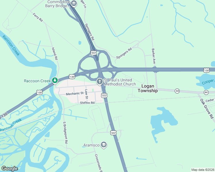 map of restaurants, bars, coffee shops, grocery stores, and more near 95 Main Street in Logan Township