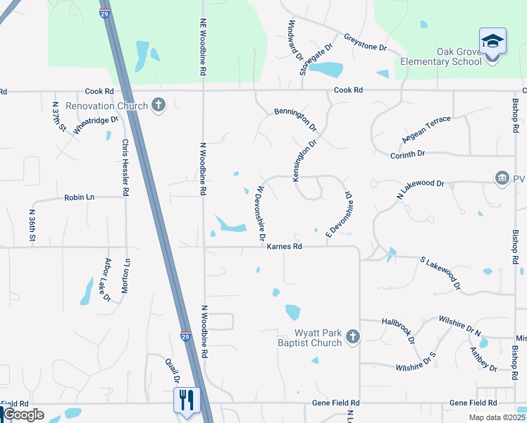 map of restaurants, bars, coffee shops, grocery stores, and more near 3401 West Devonshire Drive in Saint Joseph