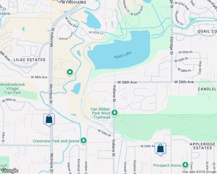 map of restaurants, bars, coffee shops, grocery stores, and more near 14820 West 58th Avenue in Golden