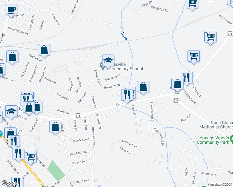 map of restaurants, bars, coffee shops, grocery stores, and more near 866 West Alvin Street in Hanover