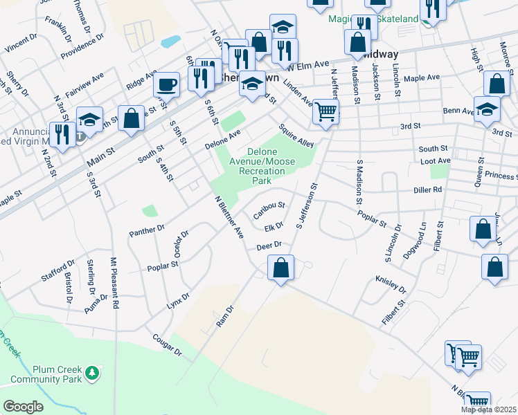 map of restaurants, bars, coffee shops, grocery stores, and more near 14 Caribou Street in Hanover