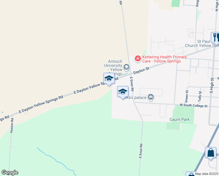 map of restaurants, bars, coffee shops, grocery stores, and more near in Yellow Springs