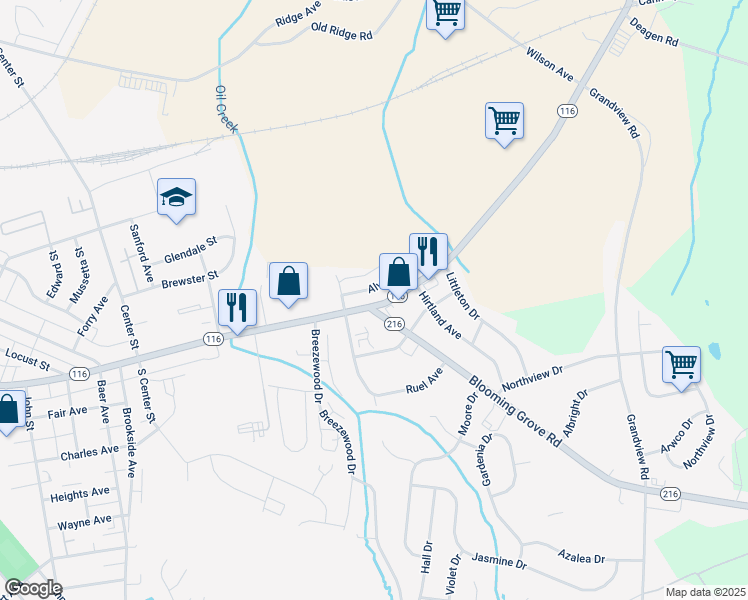 map of restaurants, bars, coffee shops, grocery stores, and more near 1000 York Street in Hanover