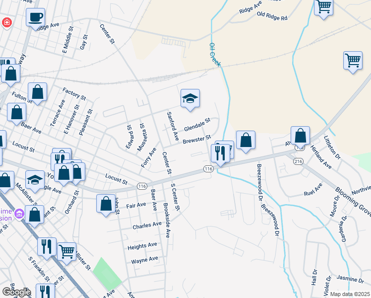map of restaurants, bars, coffee shops, grocery stores, and more near 25 Brewster Street in Hanover