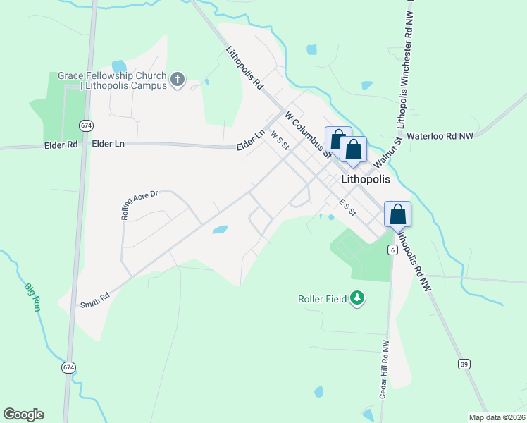 map of restaurants, bars, coffee shops, grocery stores, and more near in Lithopolis