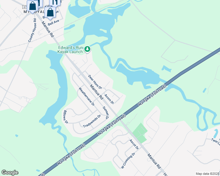 map of restaurants, bars, coffee shops, grocery stores, and more near 125 Oakridge Drive in Mount Royal