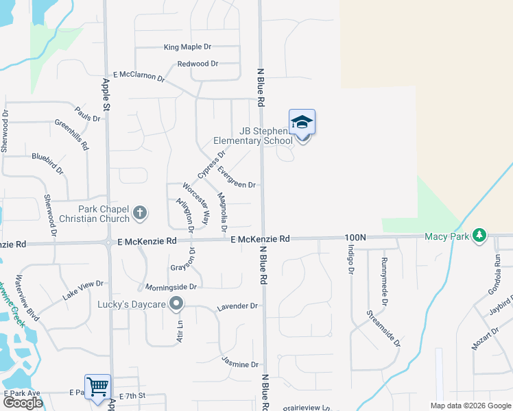 map of restaurants, bars, coffee shops, grocery stores, and more near 1491 Persimmon Circle in Greenfield