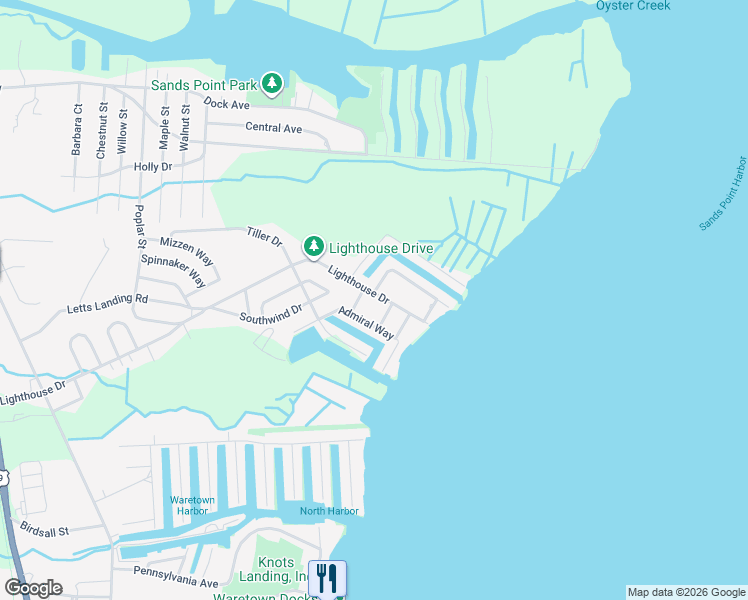 map of restaurants, bars, coffee shops, grocery stores, and more near 150 Lighthouse Drive in Ocean Township