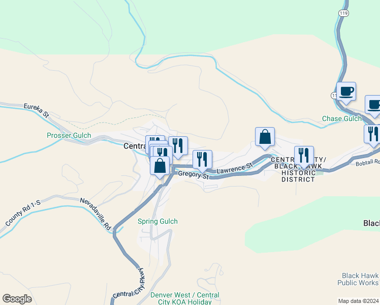 map of restaurants, bars, coffee shops, grocery stores, and more near 300 East 3rd High Street in Central City