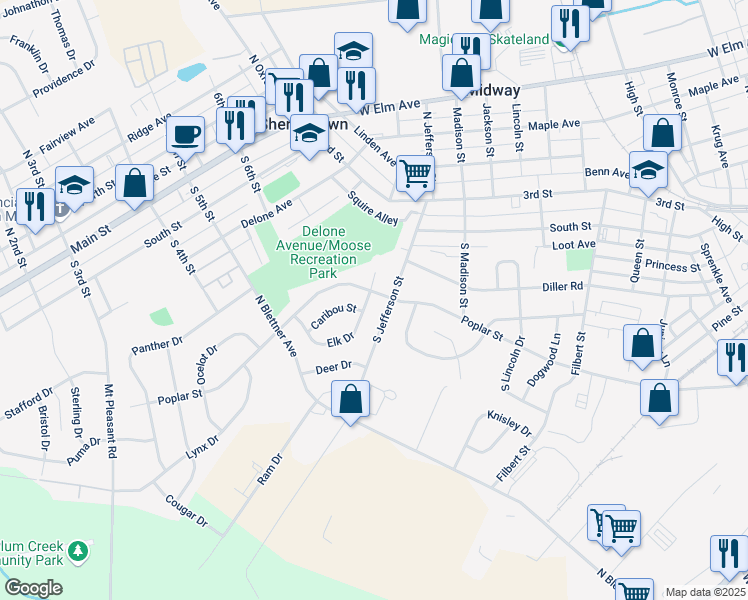 map of restaurants, bars, coffee shops, grocery stores, and more near 608 Poplar Street in Hanover