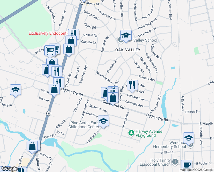 map of restaurants, bars, coffee shops, grocery stores, and more near 214 Sal Corma Place in Wenonah