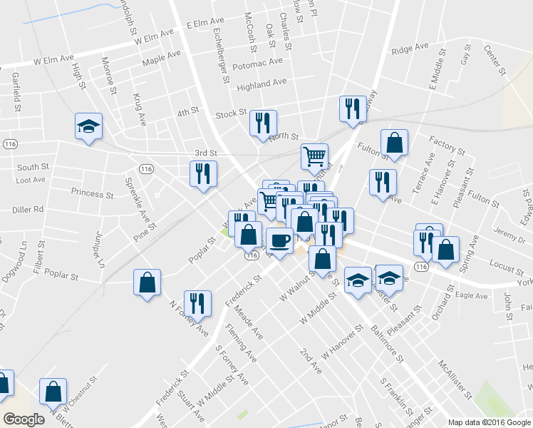 map of restaurants, bars, coffee shops, grocery stores, and more near 118 Carlisle Street in Hanover