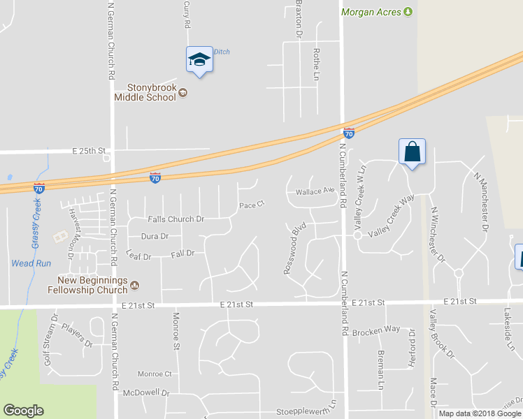 map of restaurants, bars, coffee shops, grocery stores, and more near 11439 Pace Court in Indianapolis