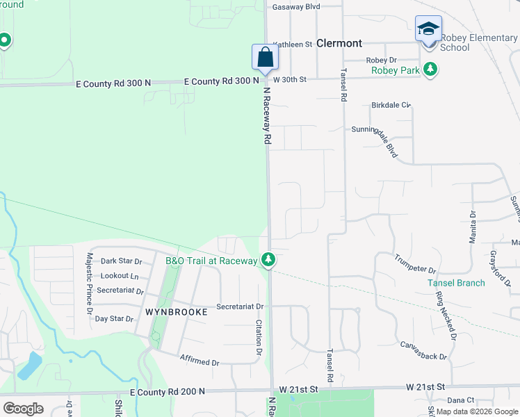 map of restaurants, bars, coffee shops, grocery stores, and more near 2604 North Raceway Road in Indianapolis