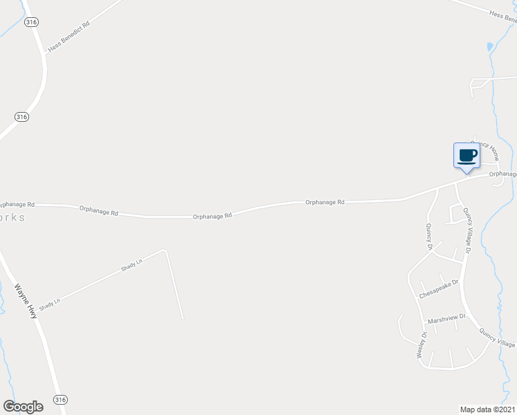 map of restaurants, bars, coffee shops, grocery stores, and more near 4724 Orphanage Road in Waynesboro