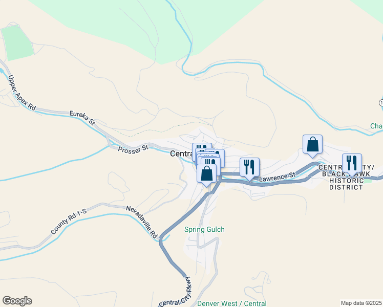 map of restaurants, bars, coffee shops, grocery stores, and more near in Central City
