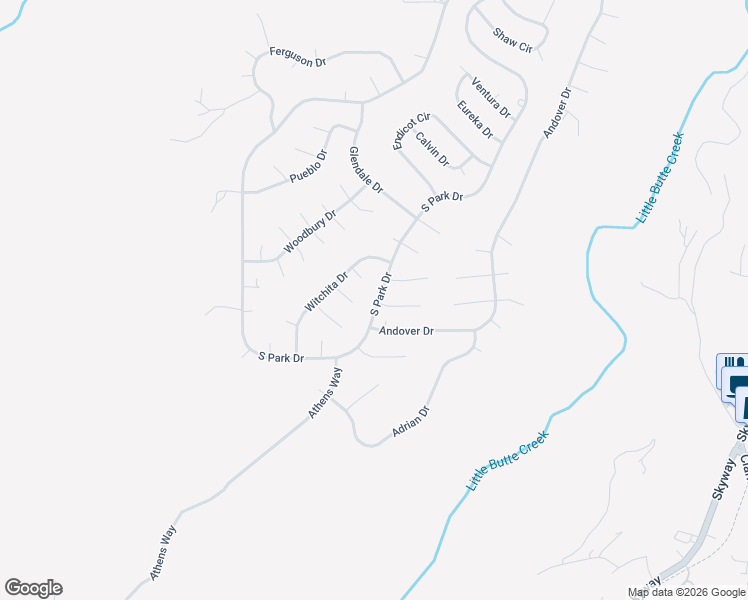 map of restaurants, bars, coffee shops, grocery stores, and more near 13605 South Park Drive in Magalia