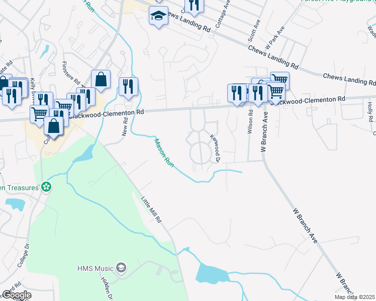map of restaurants, bars, coffee shops, grocery stores, and more near 3801 Tall Pines in Pine Hill