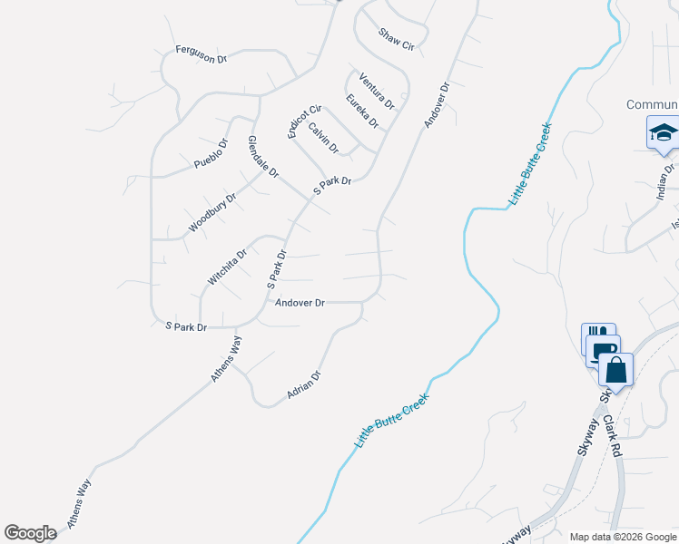 map of restaurants, bars, coffee shops, grocery stores, and more near 6435 Ranger Court in Magalia