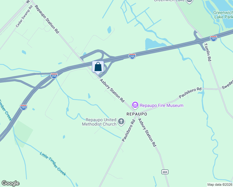 map of restaurants, bars, coffee shops, grocery stores, and more near 43 Repaupo Station Road in Logan Township