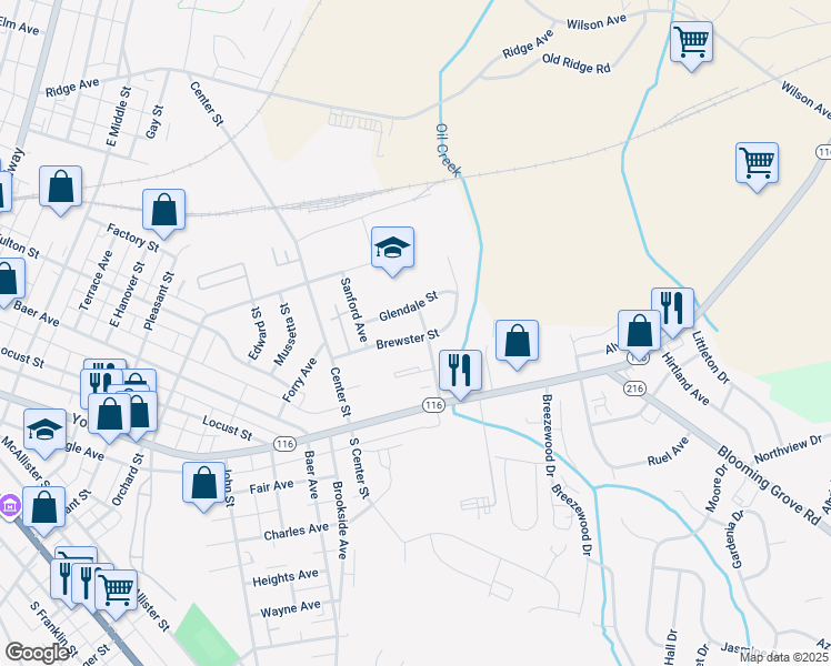 map of restaurants, bars, coffee shops, grocery stores, and more near 42 Brewster Street in Hanover