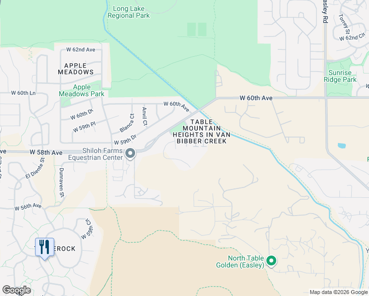 map of restaurants, bars, coffee shops, grocery stores, and more near 18338 West 58th Place in Golden